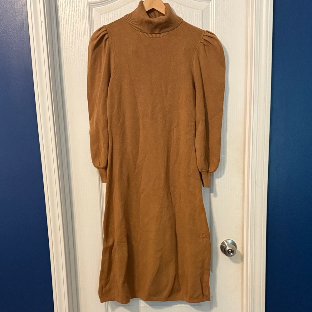 Who What Wear Camel Long Sleeve Dress